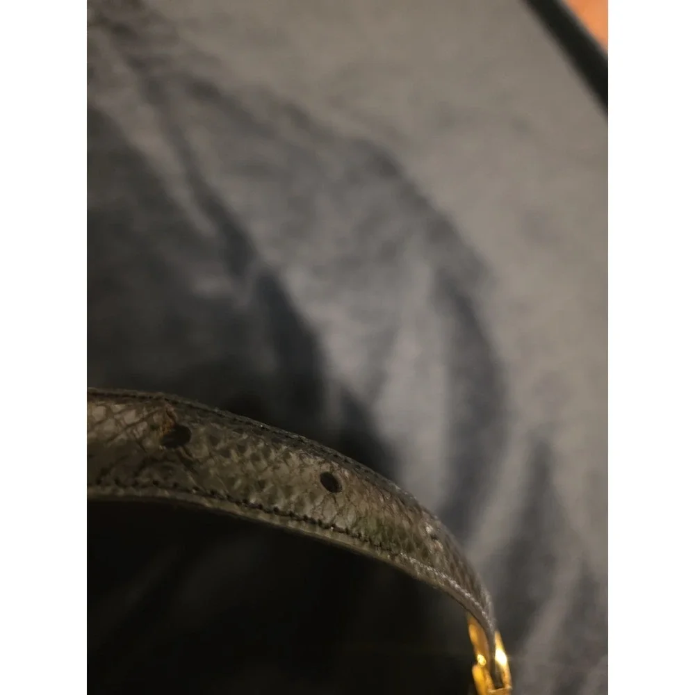 WCM NEW YORK   Black Genuine Reptile & Brass Bold Statement Belt Size SMALL